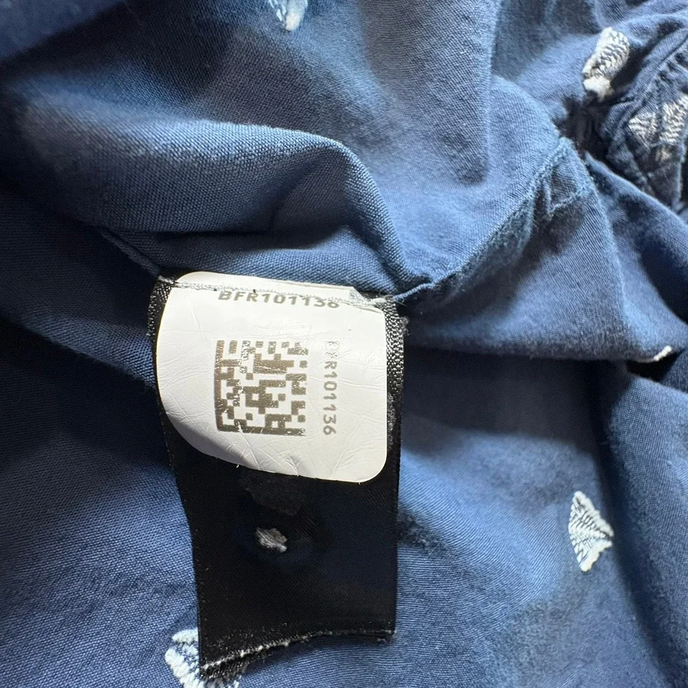 The North Face Button Down Shirt Mens Small Blue Geometric Tree NF0A48V9